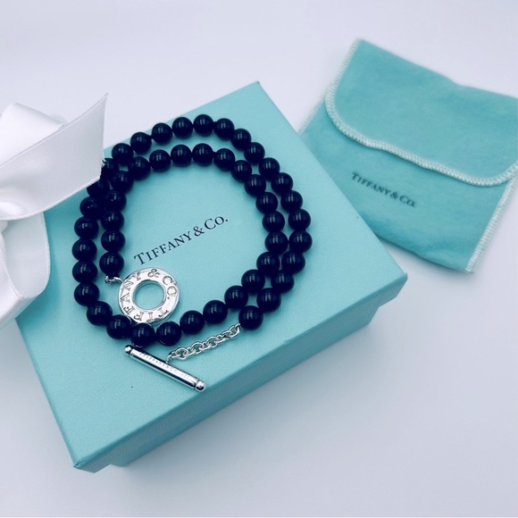 Tiffany & Co. 18” Black Onyx Toggle Necklace in Silver with Packaging - Picture 10 of 10